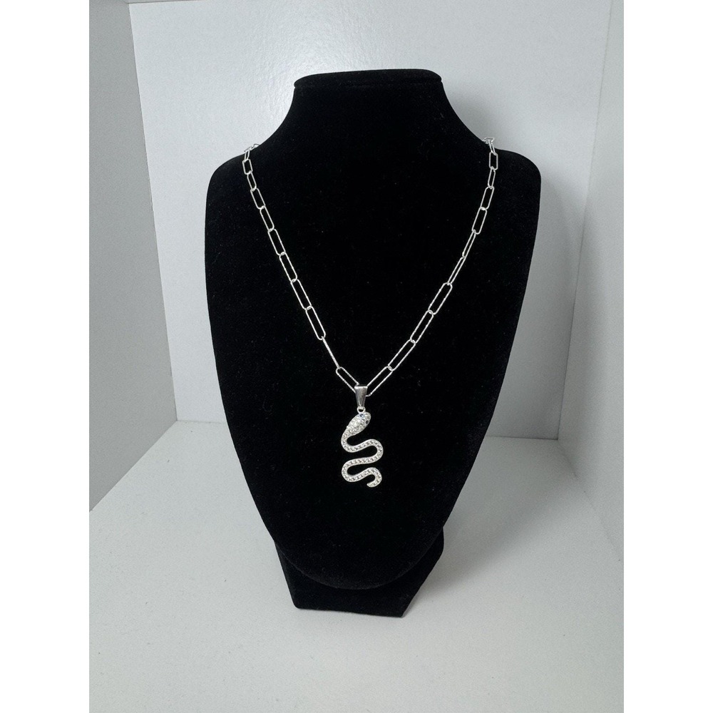 Cadena Brillante Con Dije De Serpiente De plata 925 - 22‎ Inch